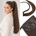SISIYUYU Human Hair Ponytail Extension, 26 Inch, 130g, Light Neutral Brown, Wrap Around Quick Volume