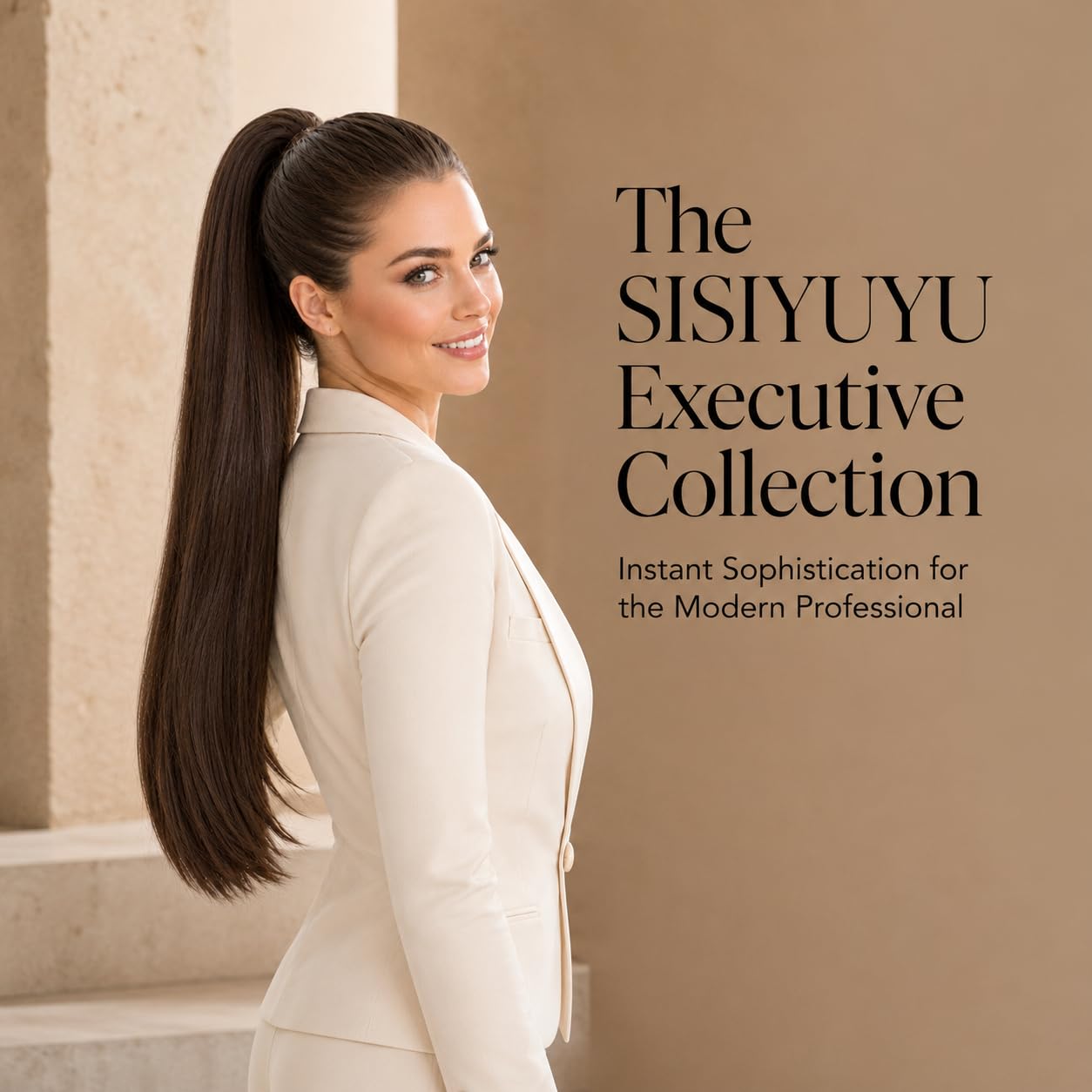 SISIYUYU Human Hair Ponytail Extension, 22 Inch, 130g, Light Neutral Brown, Wrap Around Quick Volume - image 2