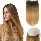 SISIYUYU Halo Hair Extensions Real Remy Human Hair, 14 Inch, 70g, Bronde Balayage, Invisible Wire for Thin Hair & Natural Volume