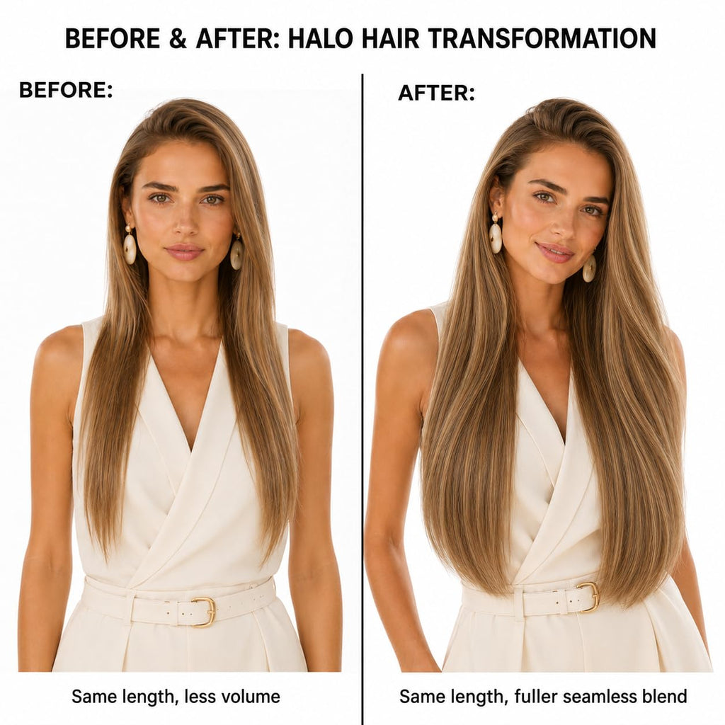 SISIYUYU Halo Hair Extensions Real Remy Human Hair, 12 Inch, 70g, Dimensional Rooted Sunkissed Brown, Invisible Wire for Thin Hair & Natural Volume - image 4