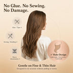 SISIYUYU Halo Hair Extensions Real Remy Human Hair, 12 Inch, 70g, Neutral Chestnut Brown, Invisible Wire for Thin Hair & Natural Volume - image 2