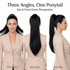 SISIYUYU Human Hair Ponytail Extension, 18 Inch, 120g, Black, Wrap Around Quick Volume - image 6