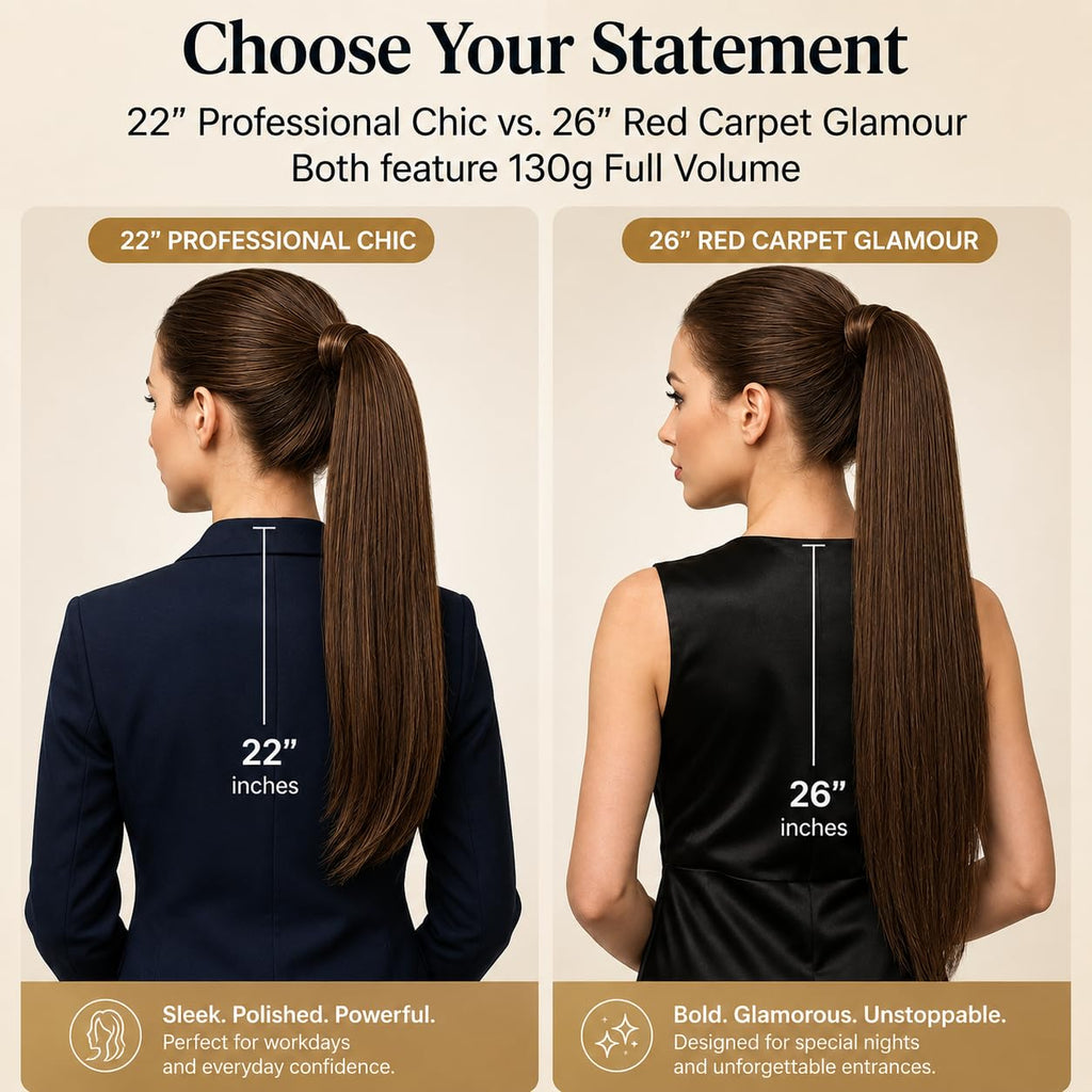 SISIYUYU Human Hair Ponytail Extension, 22 Inch, 130g, Light Neutral Brown, Wrap Around Quick Volume - image 7
