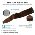 SISIYUYU Invisible Tape-In Hair Extensions Human Hair, 12 Inch, 40g 20pcs, Dark Brown, Seamless Skin Weft for Fine Thin Hair - image 4