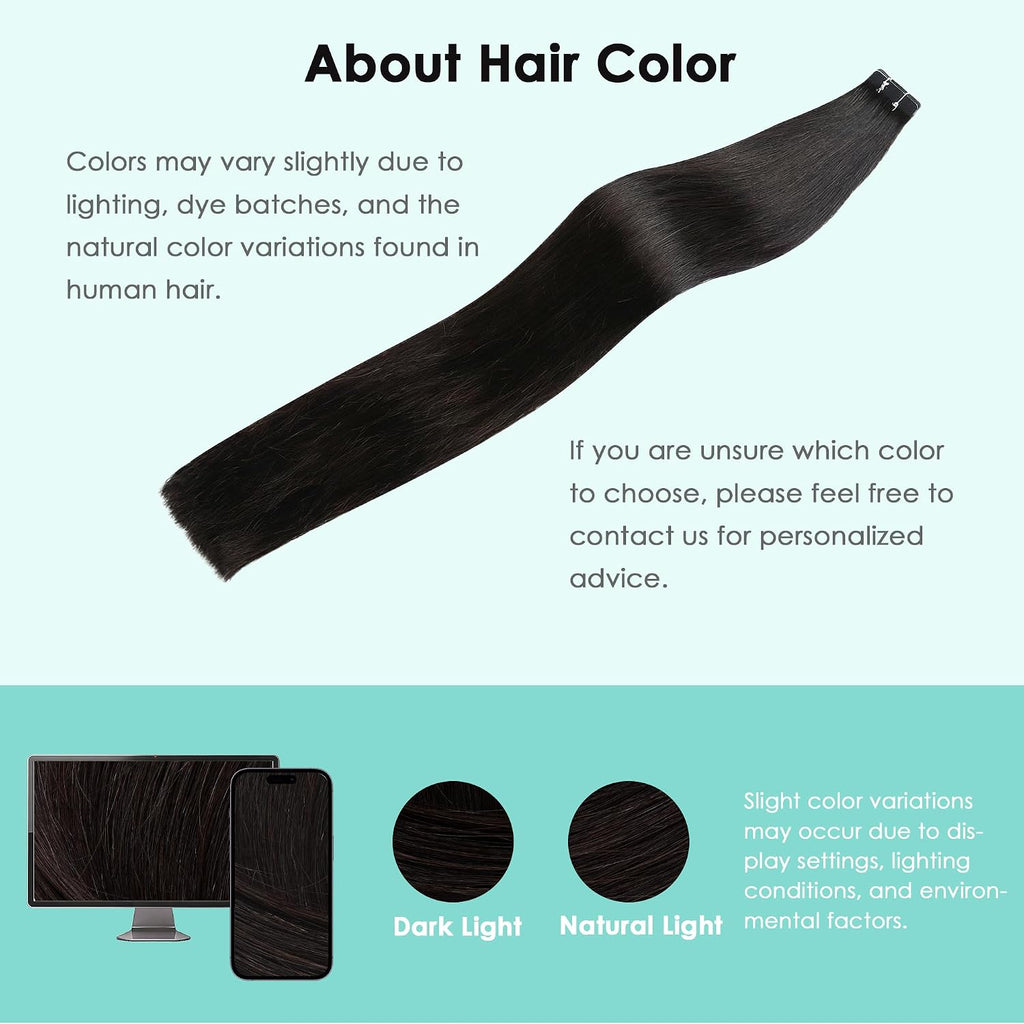SISIYUYU Invisible Tape-In Hair Extensions Human Hair, 12 Inch, 40g 20pcs, #1B Natural Black, Seamless Skin Weft for Fine Thin Hair - image 5