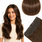 SISIYUYU Halo Hair Extensions Real Remy Human Hair, 12 Inch, 70g, Chocolate Brown, Invisible Wire for Thin Hair & Natural Volume - image 9