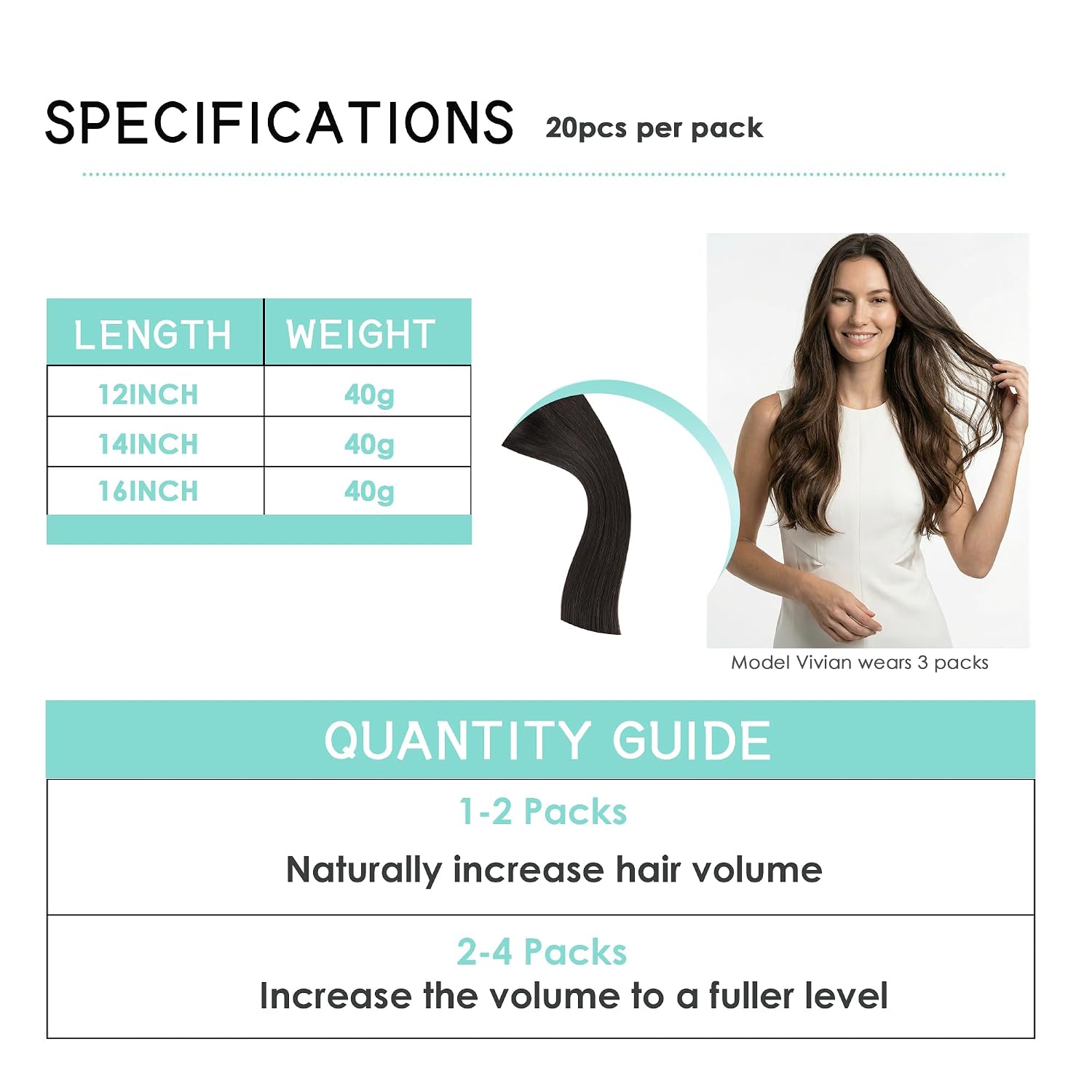 SISIYUYU Invisible Tape-In Hair Extensions Human Hair, 12 Inch, 40g 20pcs, #1B Natural Black, Seamless Skin Weft for Fine Thin Hair - image 6