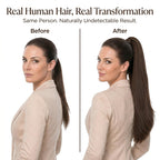 SISIYUYU Human Hair Ponytail Extension, 16 Inch, 90g, Light Neutral Brown, Wrap Around Quick Volume - image 2