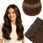 SISIYUYU Halo Hair Extensions Real Remy Human Hair, 18 Inch, 80g, Neutral Chestnut Brown, Invisible Wire for Thin Hair & Natural Volume