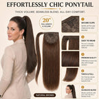 SISIYUYU Human Hair Ponytail Extension, 16 Inch, 90g, Light Neutral Brown, Wrap Around Quick Volume - image 3