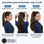 SISIYUYU Human Hair Ponytail Extension, 16 Inch, 90g, Light Neutral Brown, Wrap Around Quick Volume - image 7