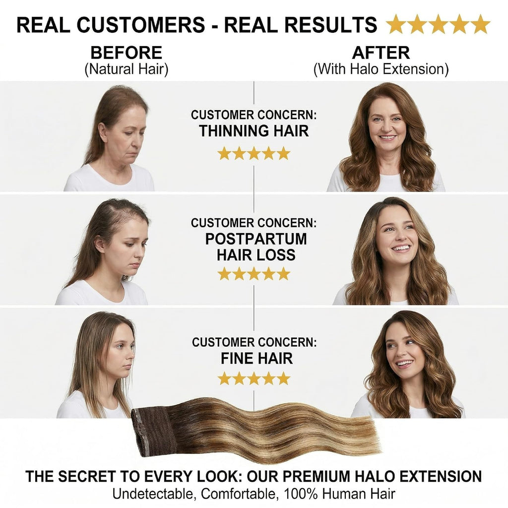 SISIYUYU Halo Hair Extensions Real Remy Human Hair, 12 Inch, 95g, Chocolate Brown Caramel Balayage, Invisible Wire for Thin Hair & Natural Volume - image 3