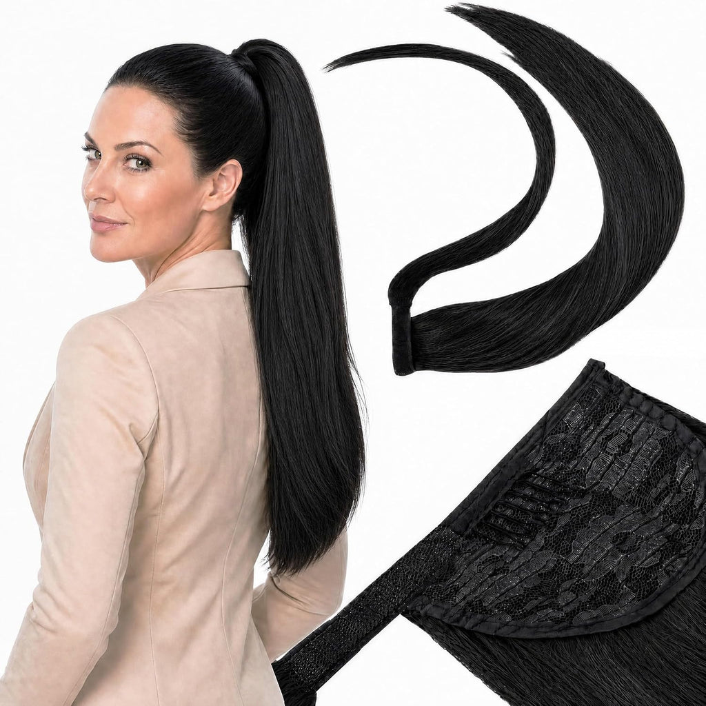 SISIYUYU Human Hair Ponytail Extension, 16 Inch, 90g, Light Neutral Brown, Wrap Around Quick Volume - image 9
