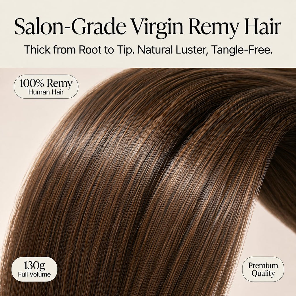 SISIYUYU Human Hair Ponytail Extension, 22 Inch, 130g, Light Neutral Brown, Wrap Around Quick Volume - image 4