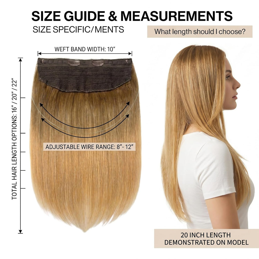SISIYUYU Halo Hair Extensions Real Remy Human Hair, 14 Inch, 70g, Bronde Balayage, Invisible Wire for Thin Hair & Natural Volume - image 6