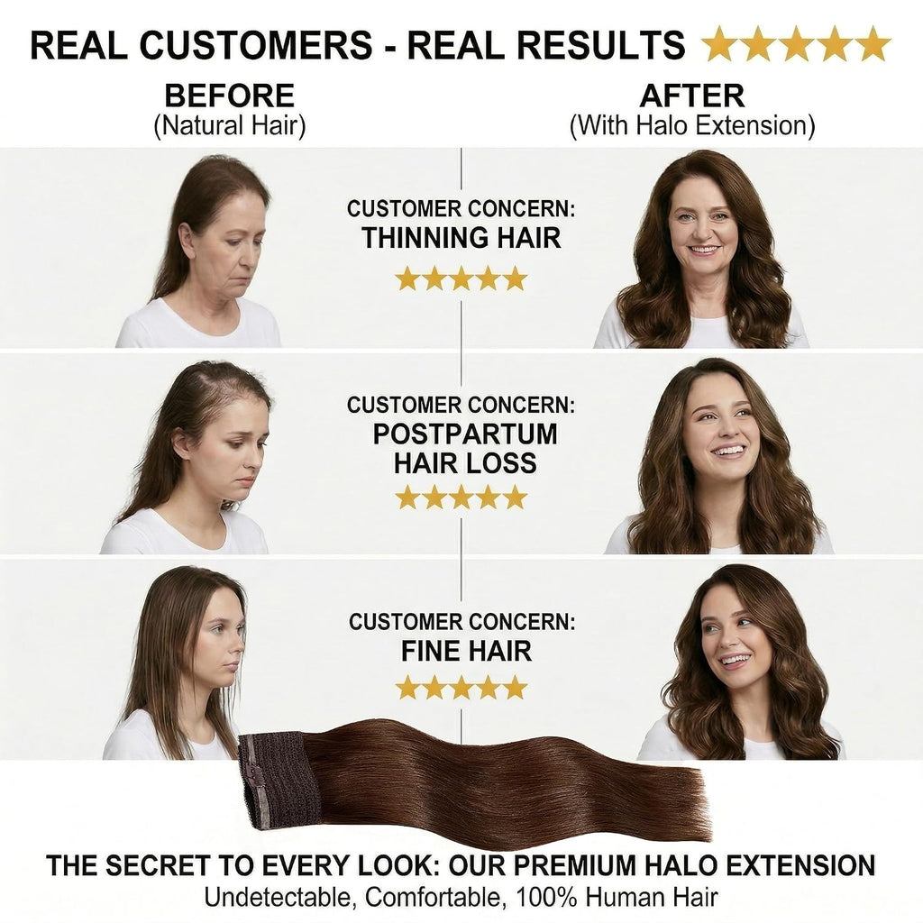 SISIYUYU Halo Hair Extensions Real Remy Human Hair, 12 Inch, 95g, Dark Brown, Invisible Wire for Thin Hair & Natural Volume - image 3
