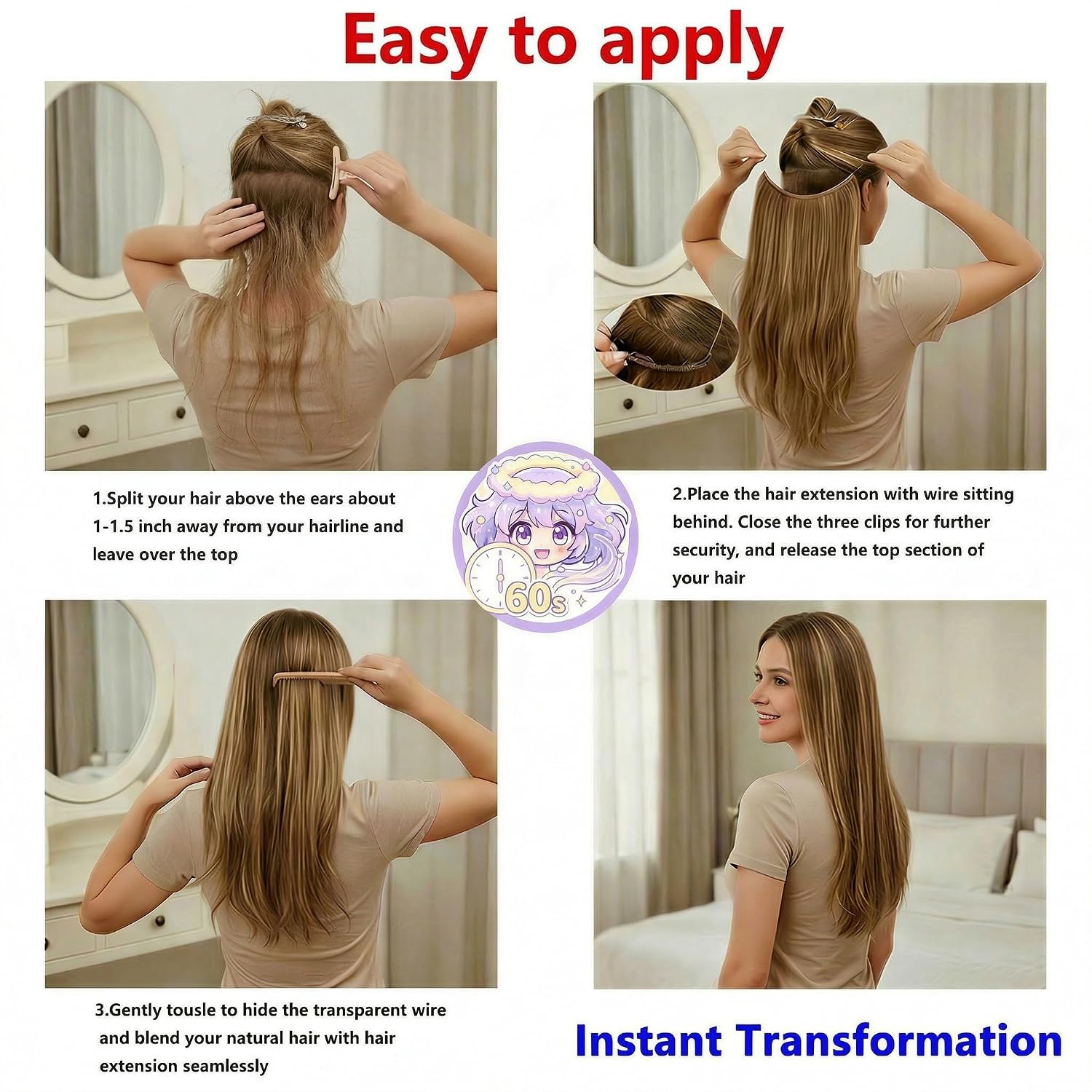SISIYUYU Halo Hair Extensions Real Remy Human Hair, 12 Inch, 95g, Chocolate Brown Caramel Balayage, Invisible Wire for Thin Hair & Natural Volume - image 6