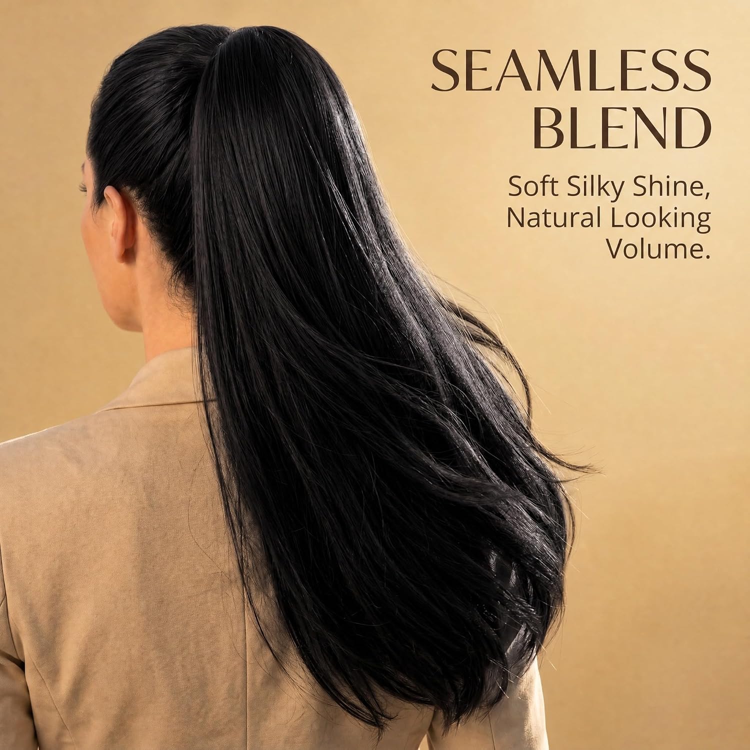 SISIYUYU Human Hair Ponytail Extension, 18 Inch, 120g, Black, Wrap Around Quick Volume - image 4