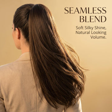 SISIYUYU Human Hair Ponytail Extension, 16 Inch, 90g, Light Neutral Brown, Wrap Around Quick Volume - image 4