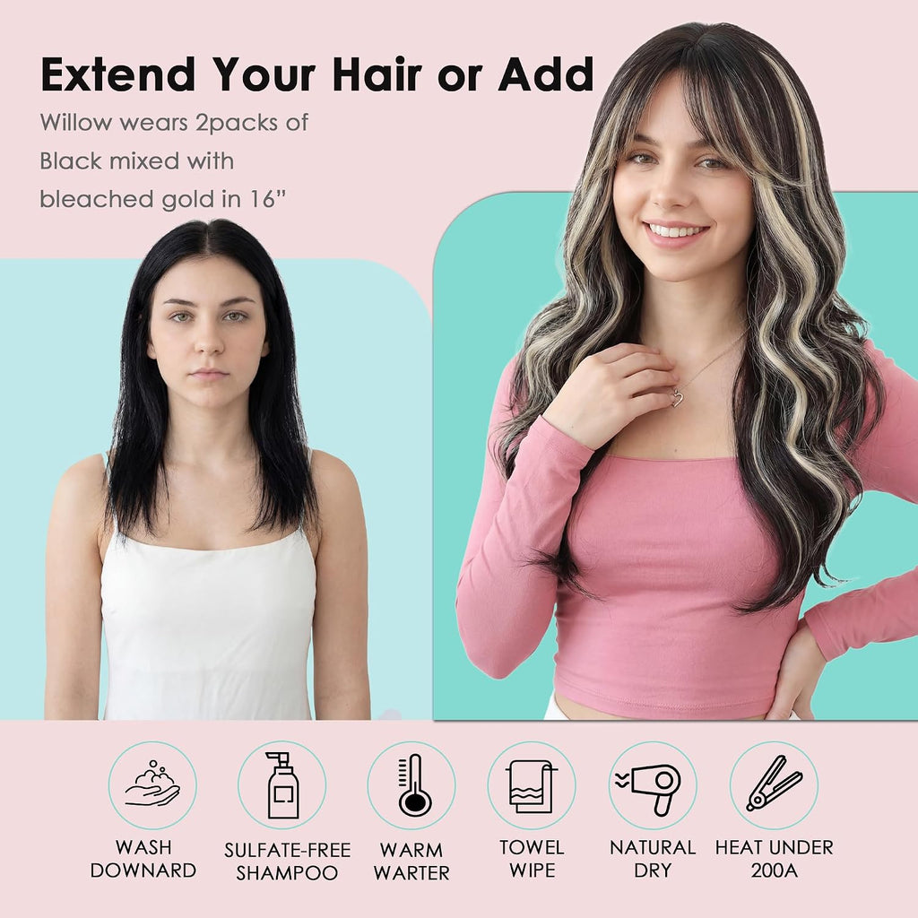 SISIYUYU Invisible Tape-In Hair Extensions Human Hair, 12 Inch, 40g 20pcs, #1B/60, Seamless Skin Weft for Fine Thin Hair - image 7