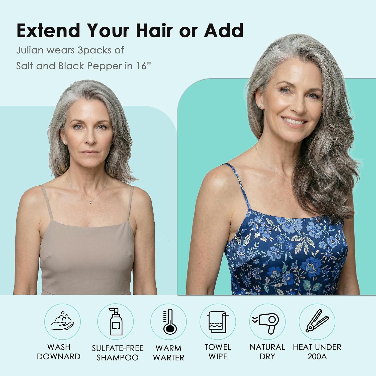 SISIYUYU Invisible Tape-In Hair Extensions Human Hair, 14 Inch, 40g 20pcs, Salt and Black Pepper, Seamless Skin Weft for Fine Thin Hair - image 7