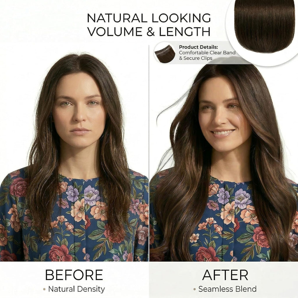 SISIYUYU Halo Hair Extensions Real Remy Human Hair, 12 Inch, 95g, Dark Brown, Invisible Wire for Thin Hair & Natural Volume - image 2