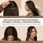 SISIYUYU Halo Hair Extensions Real Remy Human Hair, 12 Inch, 70g, Chocolate Brown, Invisible Wire for Thin Hair & Natural Volume - image 3