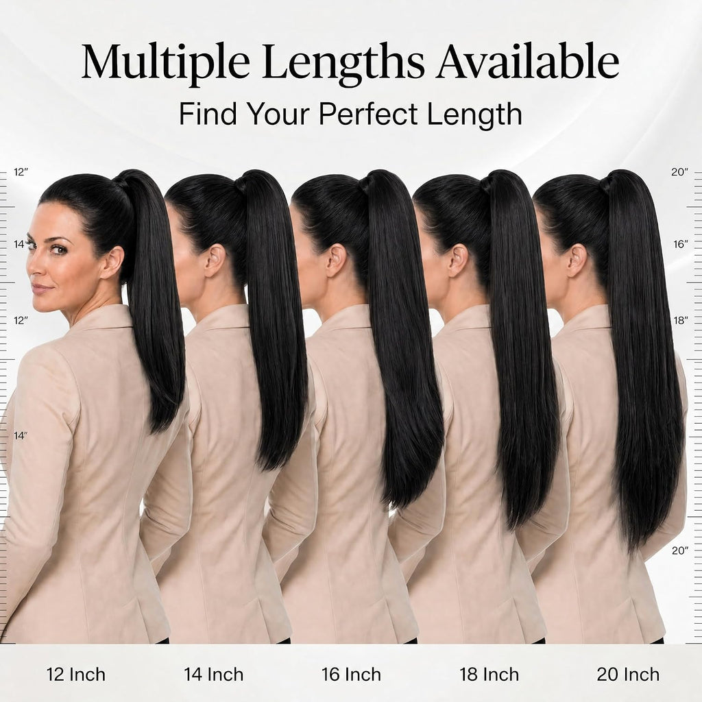 SISIYUYU Human Hair Ponytail Extension, 18 Inch, 120g, Black, Wrap Around Quick Volume - image 5