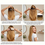 SISIYUYU Halo Hair Extensions Real Remy Human Hair, 14 Inch, 70g, Bronde Balayage, Invisible Wire for Thin Hair & Natural Volume - image 7