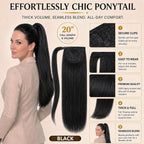 SISIYUYU Human Hair Ponytail Extension, 18 Inch, 120g, Black, Wrap Around Quick Volume - image 3