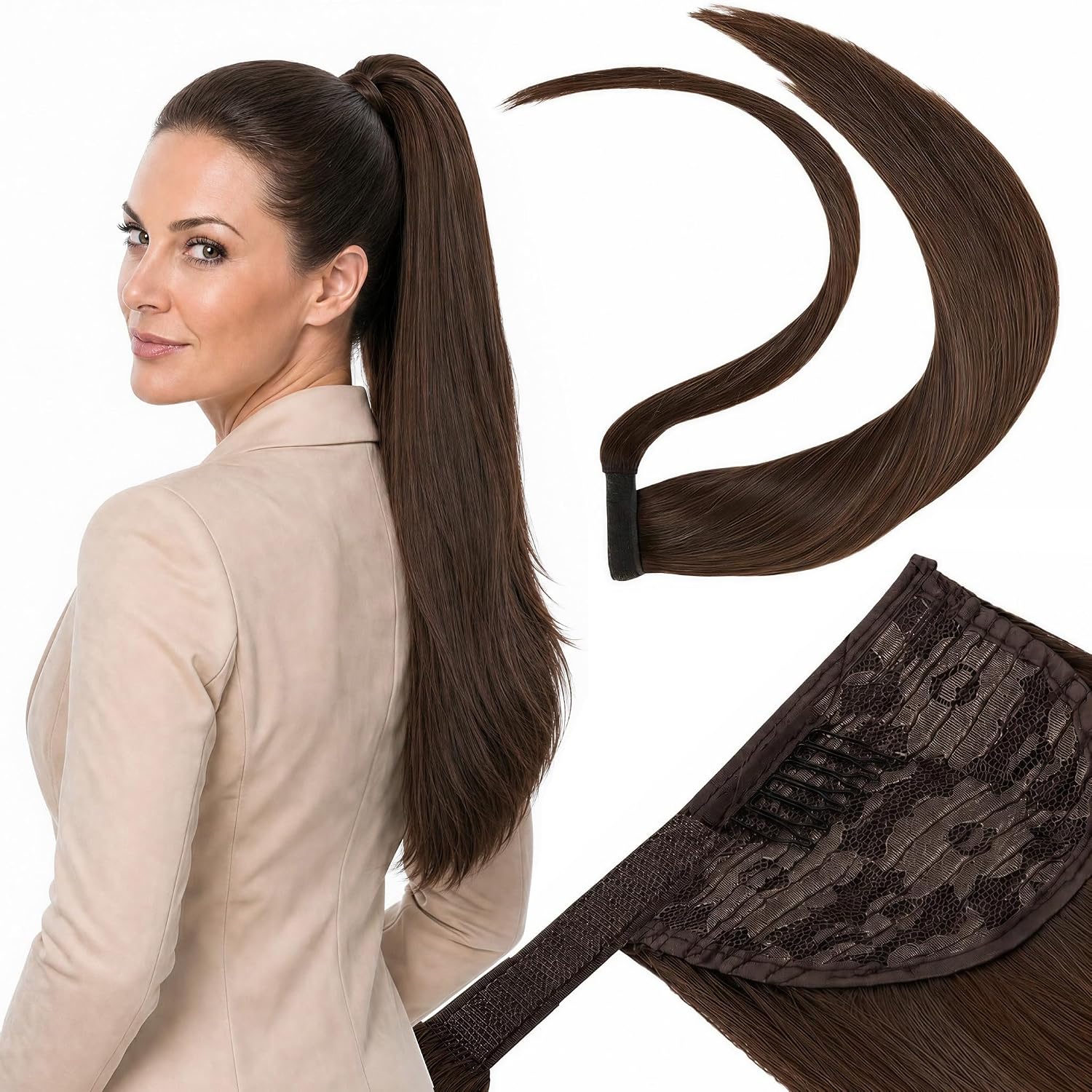 SISIYUYU Wrap Around Human Hair Ponytail Extension