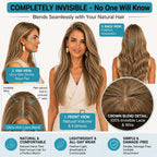 SISIYUYU Halo Hair Extensions Real Remy Human Hair, 12 Inch, 70g, Dimensional Rooted Sunkissed Brown, Invisible Wire for Thin Hair & Natural Volume - image 1