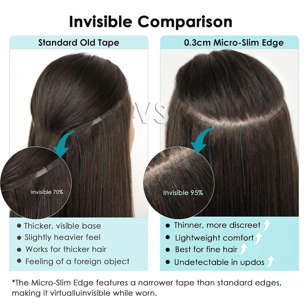 SISIYUYU Invisible Tape-In Hair Extensions Human Hair, 14 Inch, 40g 20pcs, #1B Natural Black, Seamless Skin Weft for Fine Thin Hair - image 3