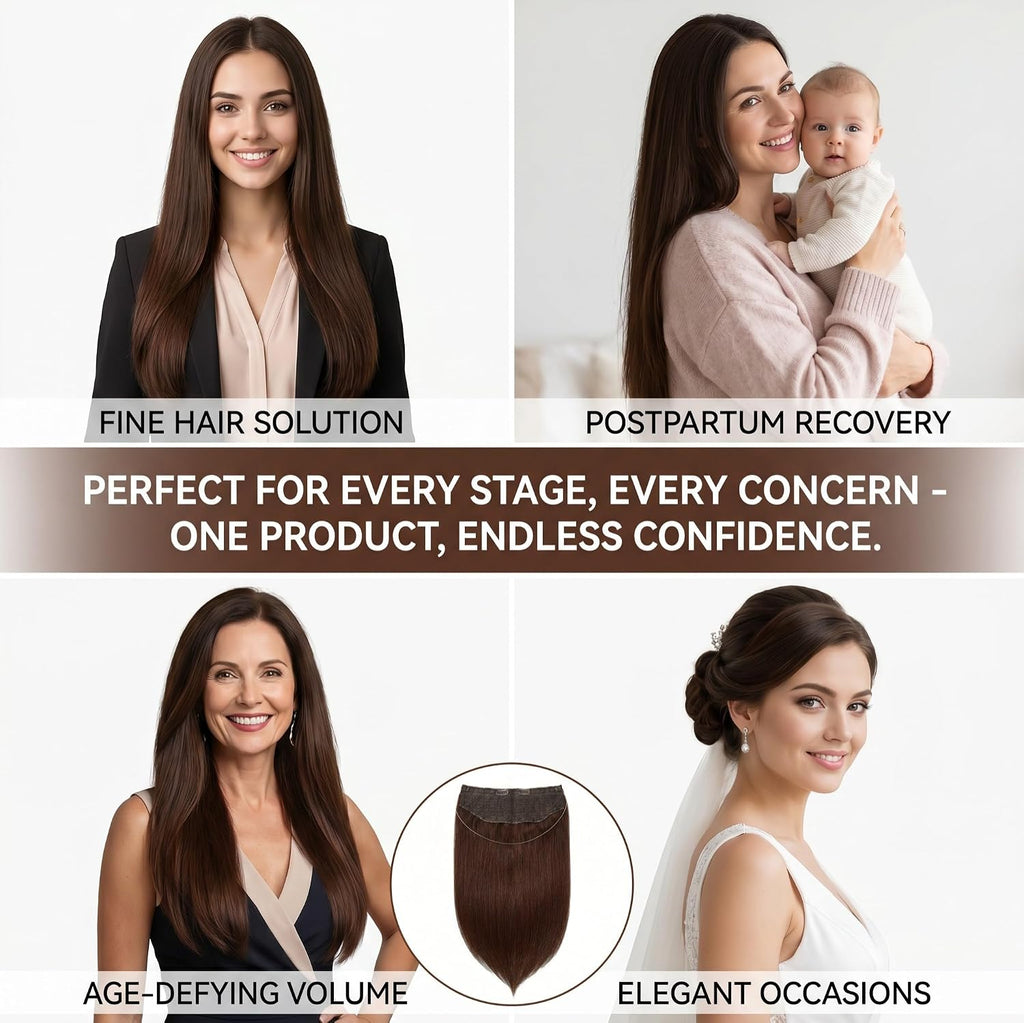 SISIYUYU Halo Hair Extensions Real Remy Human Hair, 12 Inch, 70g, Chocolate Brown, Invisible Wire for Thin Hair & Natural Volume - image 4