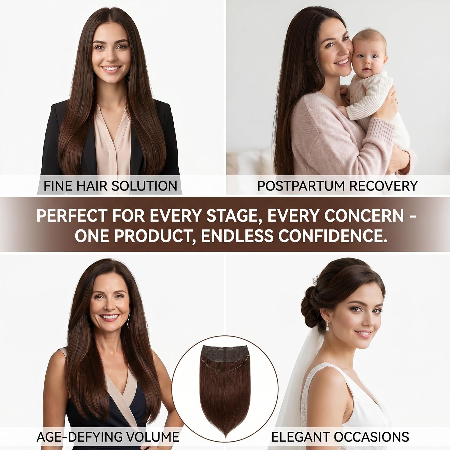SISIYUYU Halo Hair Extensions Real Remy Human Hair, 12 Inch, 70g, Chocolate Brown, Invisible Wire for Thin Hair & Natural Volume - image 4