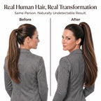 SISIYUYU Human Hair Ponytail Extension, 20 Inch, 120g, Balayage Dark Brown to Chestnut Brown, Wrap Around Quick Volume - image 2