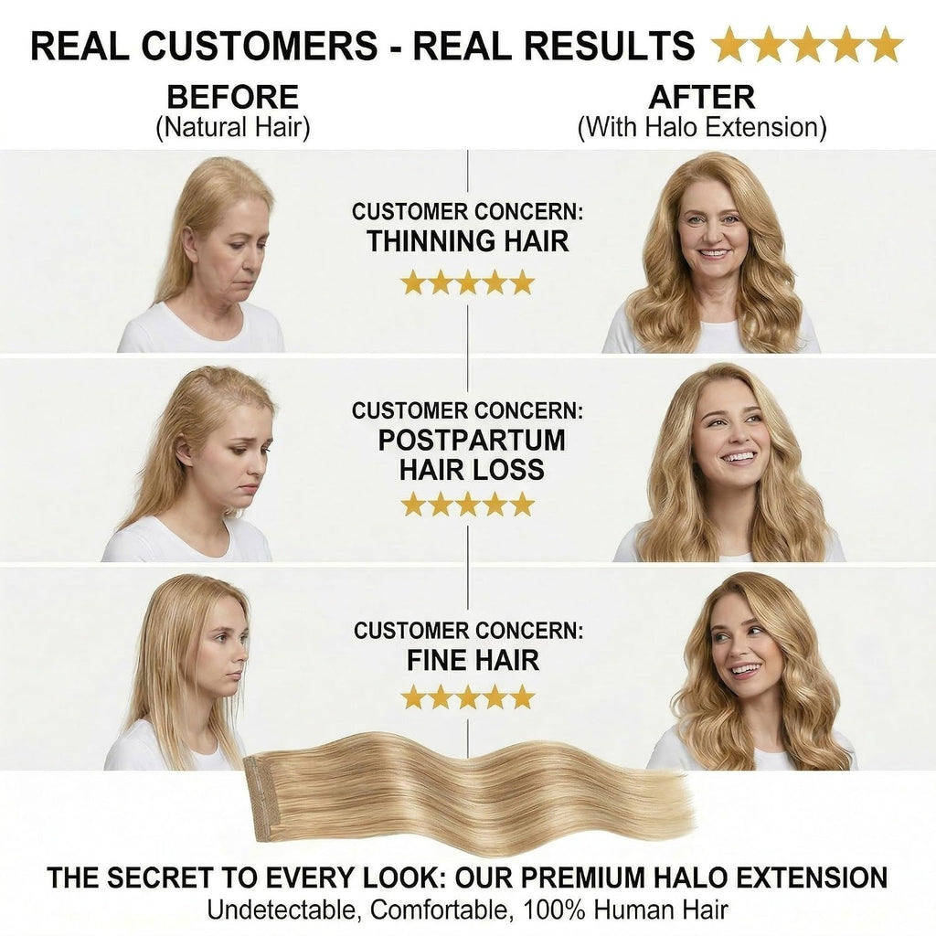 SISIYUYU Halo Hair Extensions Real Remy Human Hair, 12 Inch, 95g, Dark Blonde with Honey Highlights, Invisible Wire for Thin Hair & Natural Volume - image 3