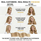 SISIYUYU Halo Hair Extensions Real Remy Human Hair, 12 Inch, 95g, Dark Blonde with Honey Highlights, Invisible Wire for Thin Hair & Natural Volume - image 3