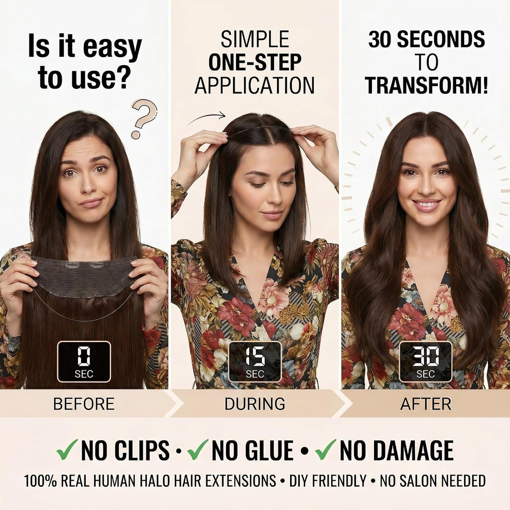 SISIYUYU Halo Hair Extensions Real Remy Human Hair, 12 Inch, 70g, Chocolate Brown, Invisible Wire for Thin Hair & Natural Volume - image 7