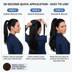 SISIYUYU Human Hair Ponytail Extension, 18 Inch, 120g, Black, Wrap Around Quick Volume - image 7