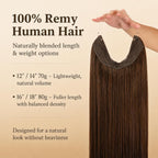 SISIYUYU Halo Hair Extensions Real Remy Human Hair, 12 Inch, 70g, Neutral Chestnut Brown, Invisible Wire for Thin Hair & Natural Volume - image 1