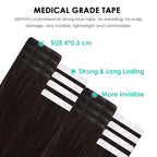 SISIYUYU Invisible Tape-In Hair Extensions Human Hair, 12 Inch, 40g 20pcs, #1B Natural Black, Seamless Skin Weft for Fine Thin Hair - image 3