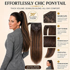 SISIYUYU Human Hair Ponytail Extension, 20 Inch, 120g, Balayage Dark Brown to Chestnut Brown, Wrap Around Quick Volume - image 3
