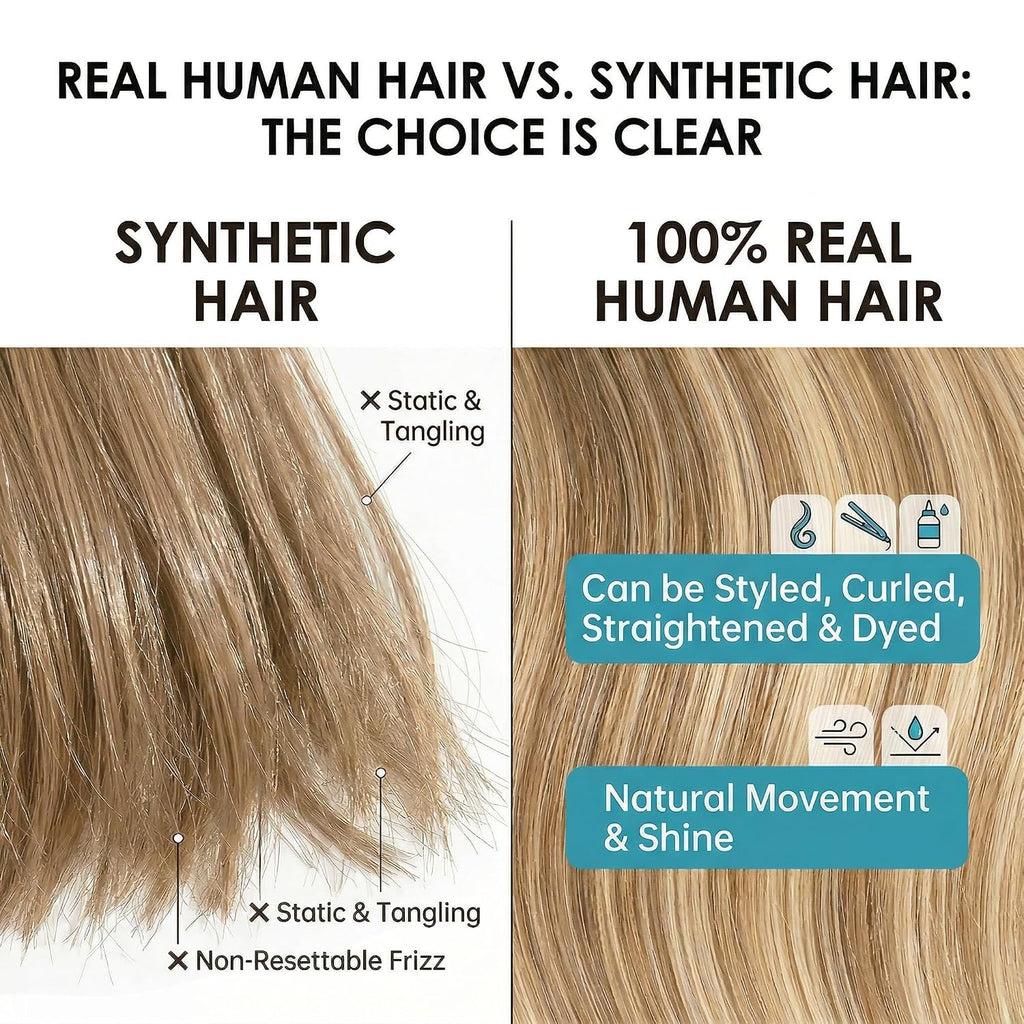 SISIYUYU Halo Hair Extensions Real Remy Human Hair, 12 Inch, 95g, Dark Blonde with Honey Highlights, Invisible Wire for Thin Hair & Natural Volume - image 5