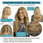 SISIYUYU Halo Hair Extensions Real Remy Human Hair, 12 Inch, 95g, Dark Blonde with Honey Highlights, Invisible Wire for Thin Hair & Natural Volume - image 4