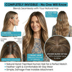 SISIYUYU Halo Hair Extensions Real Remy Human Hair, 12 Inch, 95g, Chocolate Brown Caramel Balayage, Invisible Wire for Thin Hair & Natural Volume - image 4