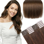 SISIYUYU Invisible Tape-In Hair Extensions Human Hair, 12 Inch, 40g 20pcs, #18/613 Dark Blonde with Honey Highlights, Seamless Skin Weft for Fine Thin Hair - image 9