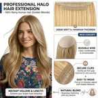 SISIYUYU Halo Hair Extensions Real Remy Human Hair, 12 Inch, 95g, Dark Blonde with Honey Highlights, Invisible Wire for Thin Hair & Natural Volume - image 6