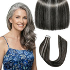 SISIYUYU Invisible Tape-In Hair Extensions Human Hair, 14 Inch, 40g 20pcs, Salt and Black Pepper, Seamless Skin Weft for Fine Thin Hair - image 1