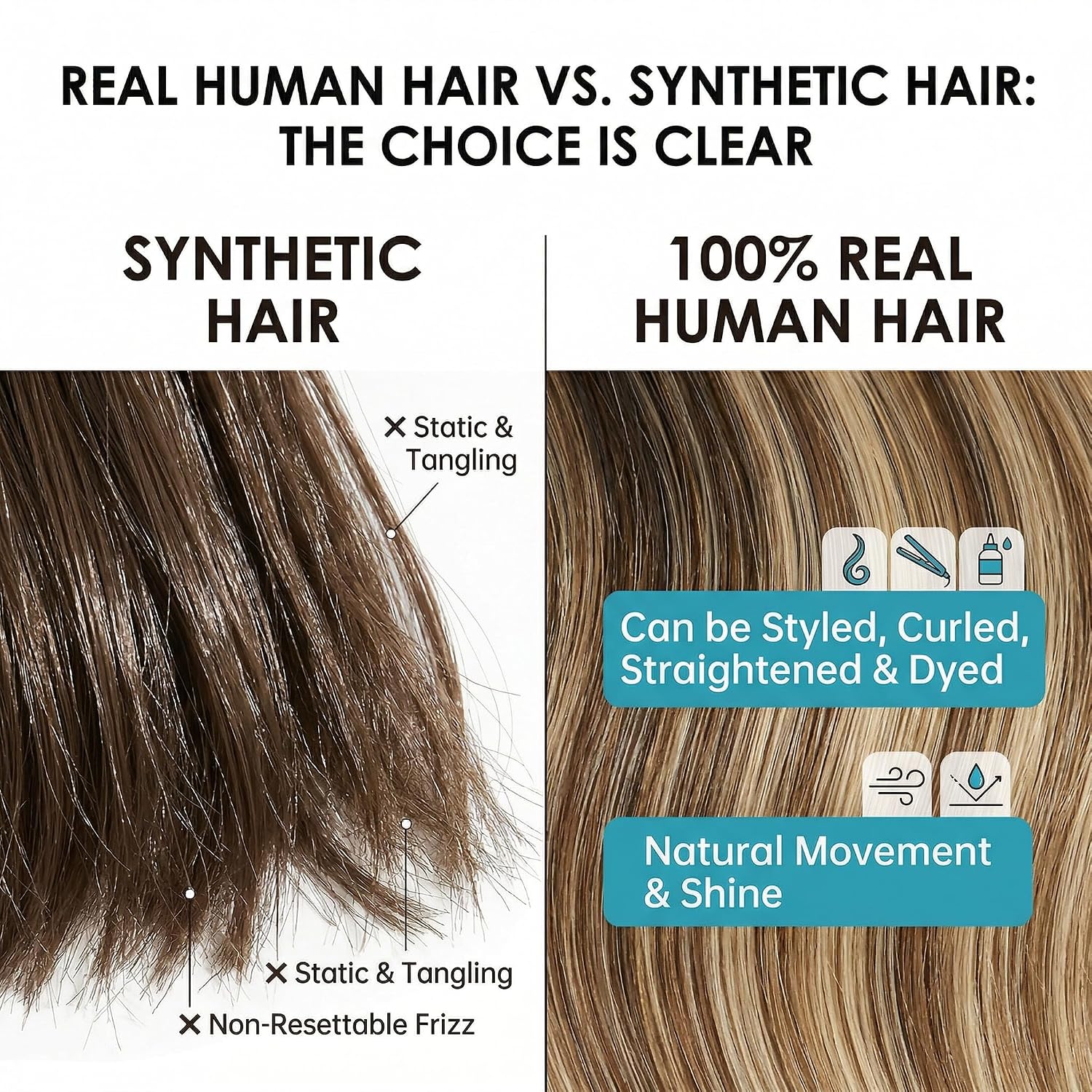 SISIYUYU Halo Hair Extensions Real Remy Human Hair, 12 Inch, 95g, Chocolate Brown Caramel Balayage, Invisible Wire for Thin Hair & Natural Volume - image 5